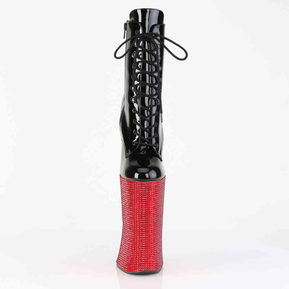 Pleaser - FORBIDDEN-1020BEJ Bottes de plate-forme, Pole dance chaussures - Noir/Rouge